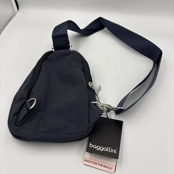 Baggallini Double Zip Mini Sling. Backpack Purse Bag Nylon Blue - Picture 4 of 9